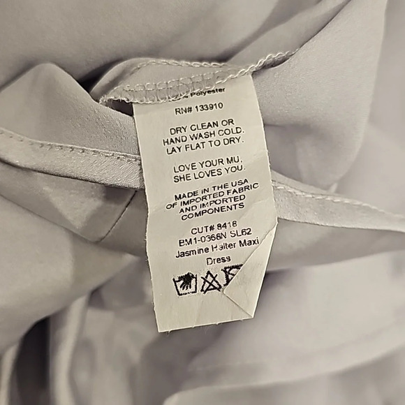 Show Me Your MumuJasmine Halter Blue Satin Maxi Dress Size M - Picture 3 of 11